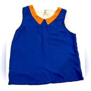 Sweewe Paris blue tank top with orange accent collar, M/L, double layer